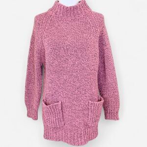 Vintage 80's pink oversized cable knit sweater with pockets